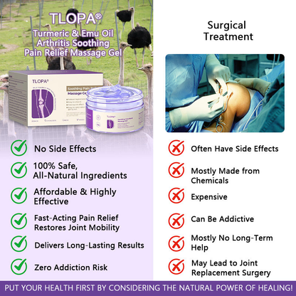 Official Store: TLOPA® Turmeric & Emu Oil Arthritis Soothing Pain Relief Massage Gel 👨‍⚕️Recommended by the American Academy of Orthopaedic Surgeons 🌿