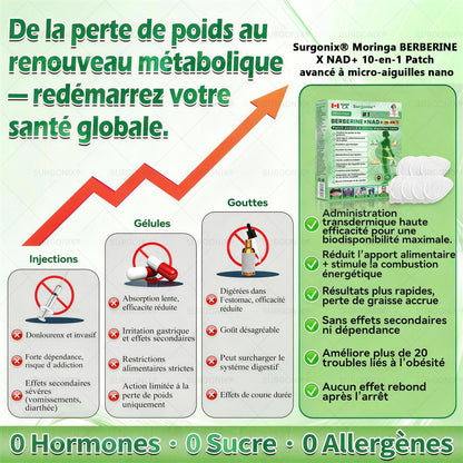 Boutique Officielle🇨🇦 | Surgonix® 𝑷ɑ𝒕𝒄𝒉 10-en-1 avancé à micro-aiguilles nano (𝖬𝗈𝗋𝗂𝗇𝗀ɑ, Βerbérine & NAD＋)🥗 (1x/jour, résultats visibles en 7 jours) Pour l’obésité, perte de peau, diabète, apnée du sommeil, articulations et bien-être général
