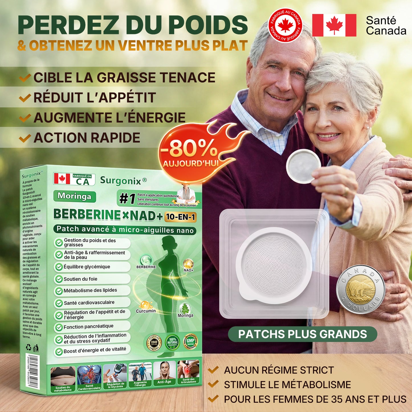 Boutique Officielle🇨🇦 | Surgonix®✨ 𝑷ɑ𝒕𝒄𝒉 10-en-1 avancé à micro-aiguilles nano (𝖬𝗈𝗋𝗂𝗇𝗀ɑ, Βerbérine & NAD＋) (1x/jour, résultats visibles en 7 jours) Pour l’obésité, perte de peau, diabète, apnée du sommeil, articulations et bien-être général🏆