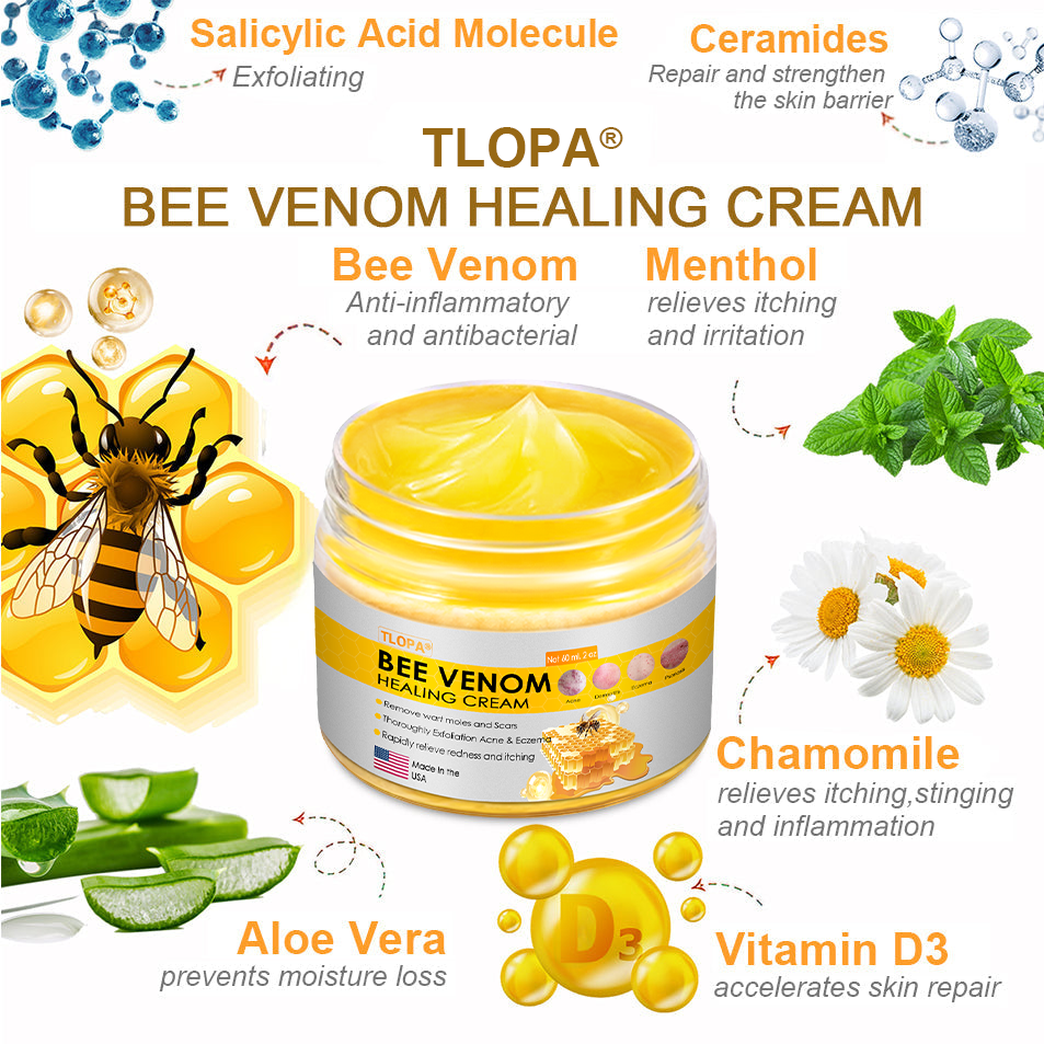 TLOPA® Bee Venom Skin Cream（👨‍⚕AAD Recommended),for Remove Warts, Acne and Scars ✅